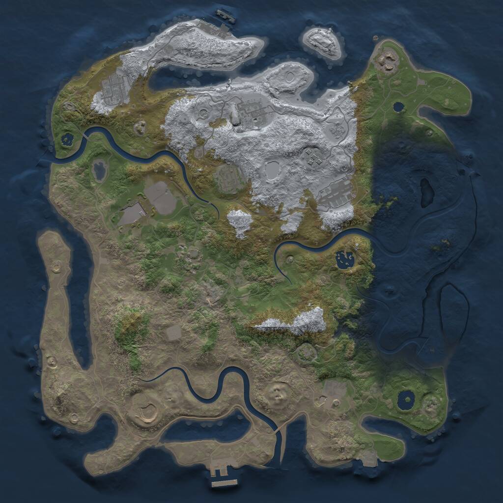 Rust Map: Procedural Map, Size: 3950, Seed: 574618, 17 Monuments