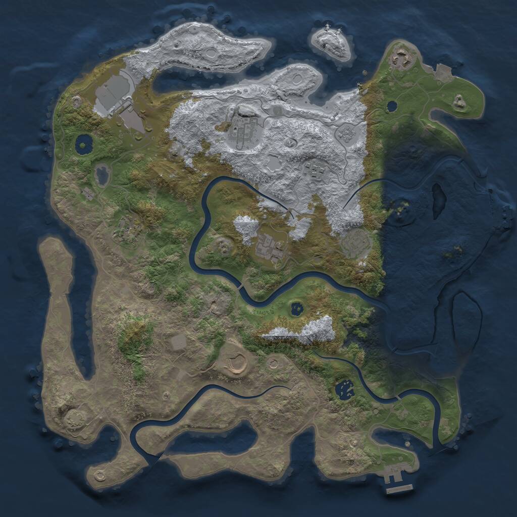 Rust Map: Procedural Map, Size: 3950, Seed: 574618, 15 Monuments