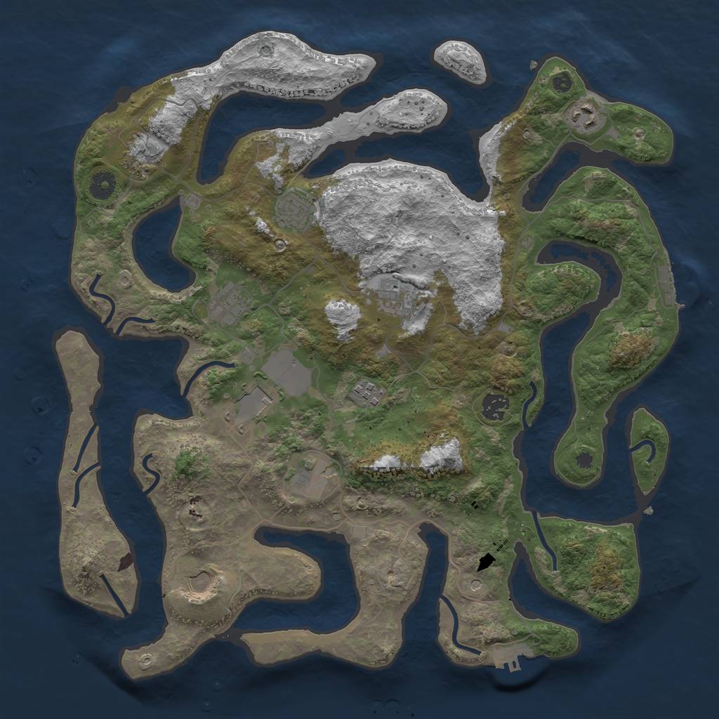 Rust Map: Procedural Map, Size: 3950, Seed: 574618, 15 Monuments