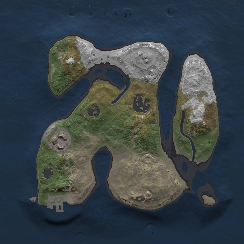 Rust Map: Procedural Map, Size: 2000, Seed: 65123, 5 Monuments