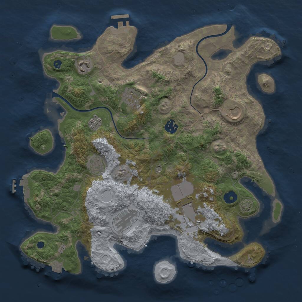 Rust Map: Procedural Map, Size: 3500, Seed: 841641, 13 Monuments