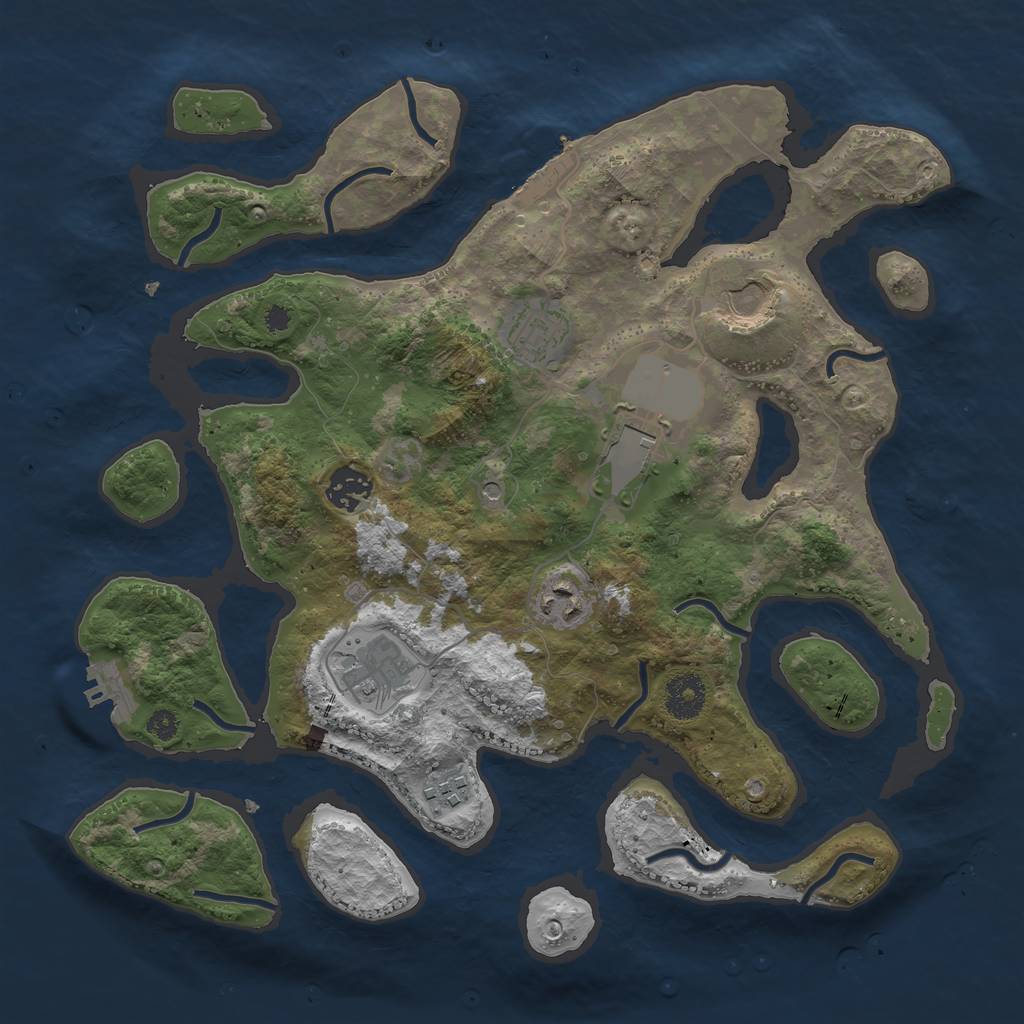 Rust Map: Procedural Map, Size: 3500, Seed: 841641, 12 Monuments