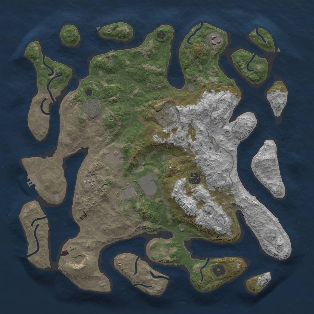 Rust Map: Procedural Map, Size: 4000, Seed: 4545454, 12 Monuments