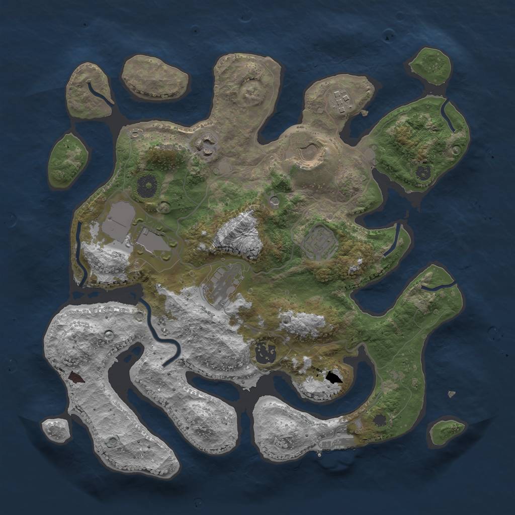 Rust Map: Procedural Map, Size: 3500, Seed: 56465432, 11 Monuments