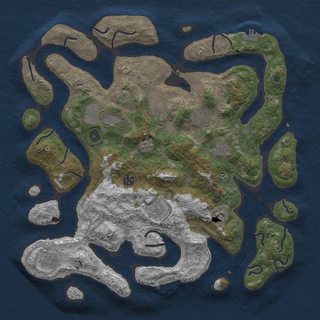 Rust Map: Procedural Map, Size: 4100, Seed: 384730636, 14 Monuments