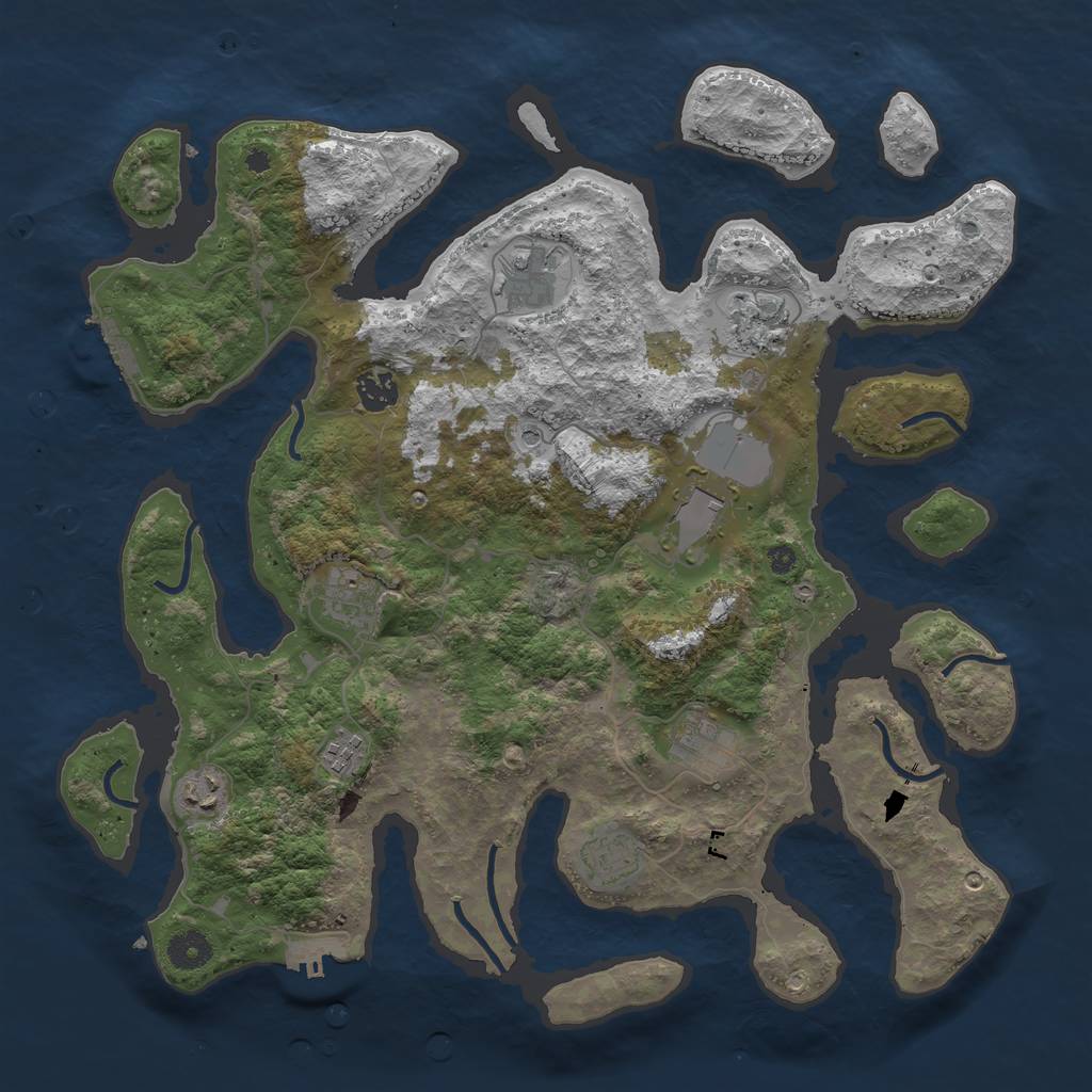 Rust Map: Procedural Map, Size: 3950, Seed: 102014, 14 Monuments