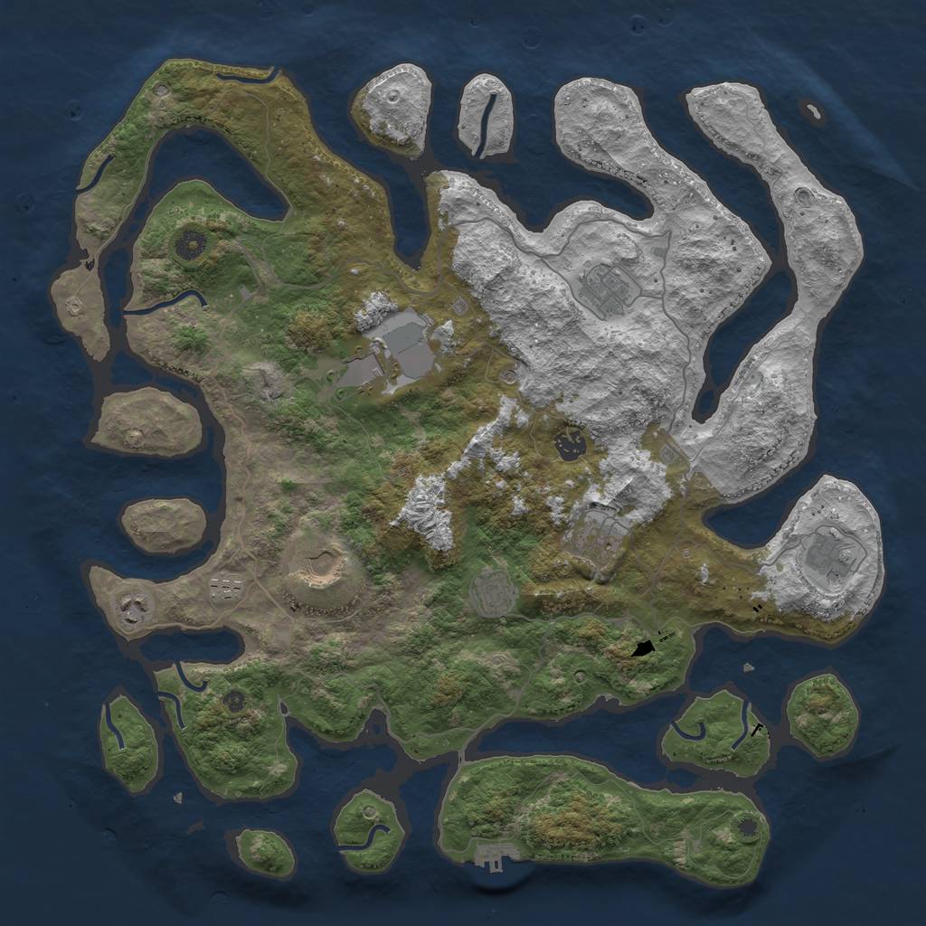 Rust Map: Procedural Map, Size: 4500, Seed: 1620456259, 13 Monuments