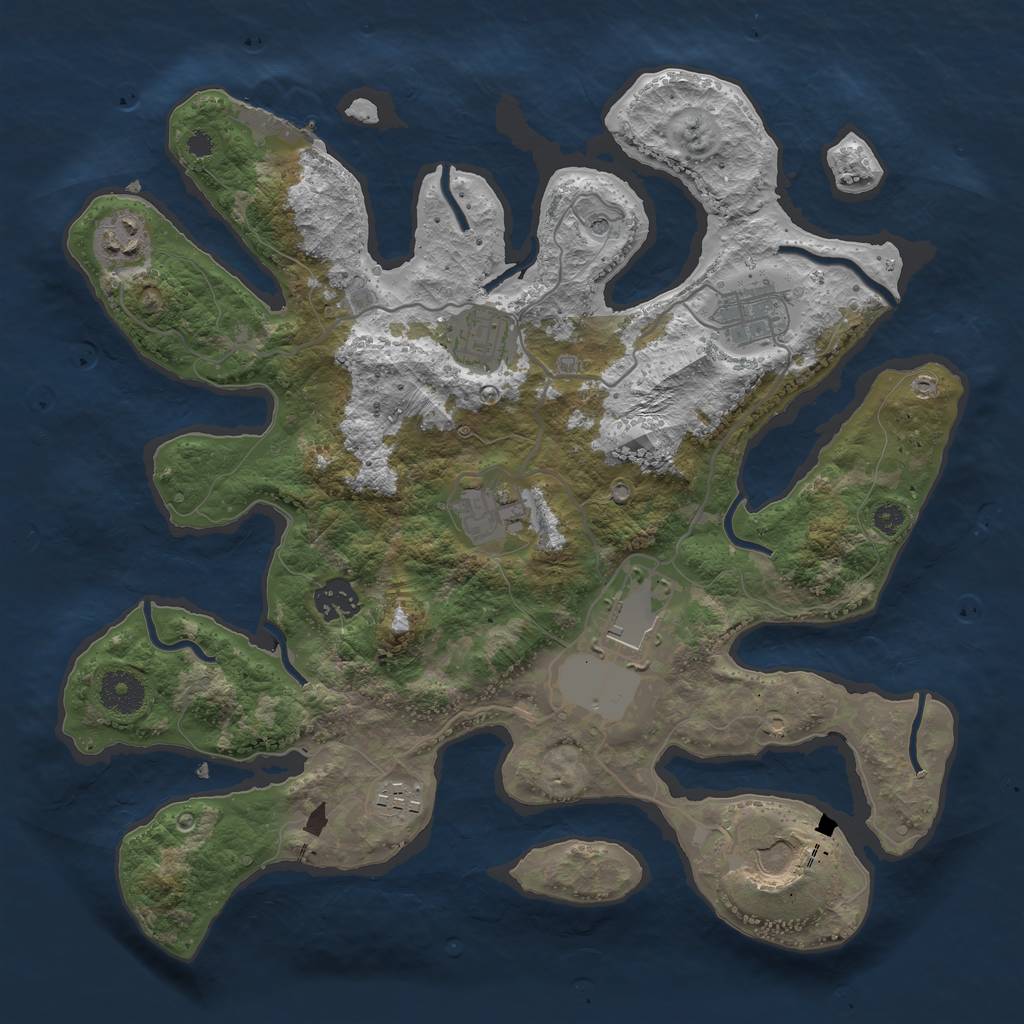 Rust Map: Procedural Map, Size: 3500, Seed: 2114827983, 12 Monuments