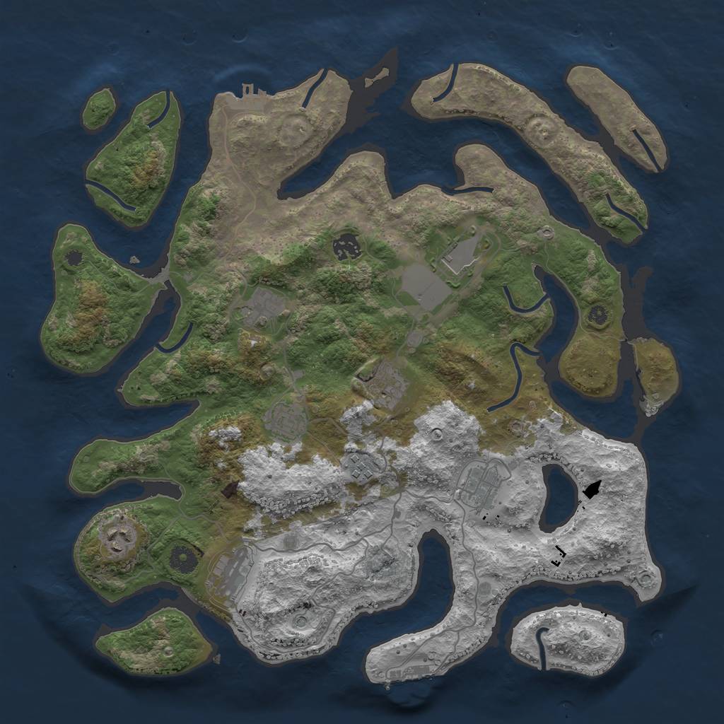 Rust Map: Procedural Map, Size: 3950, Seed: 704507, 14 Monuments