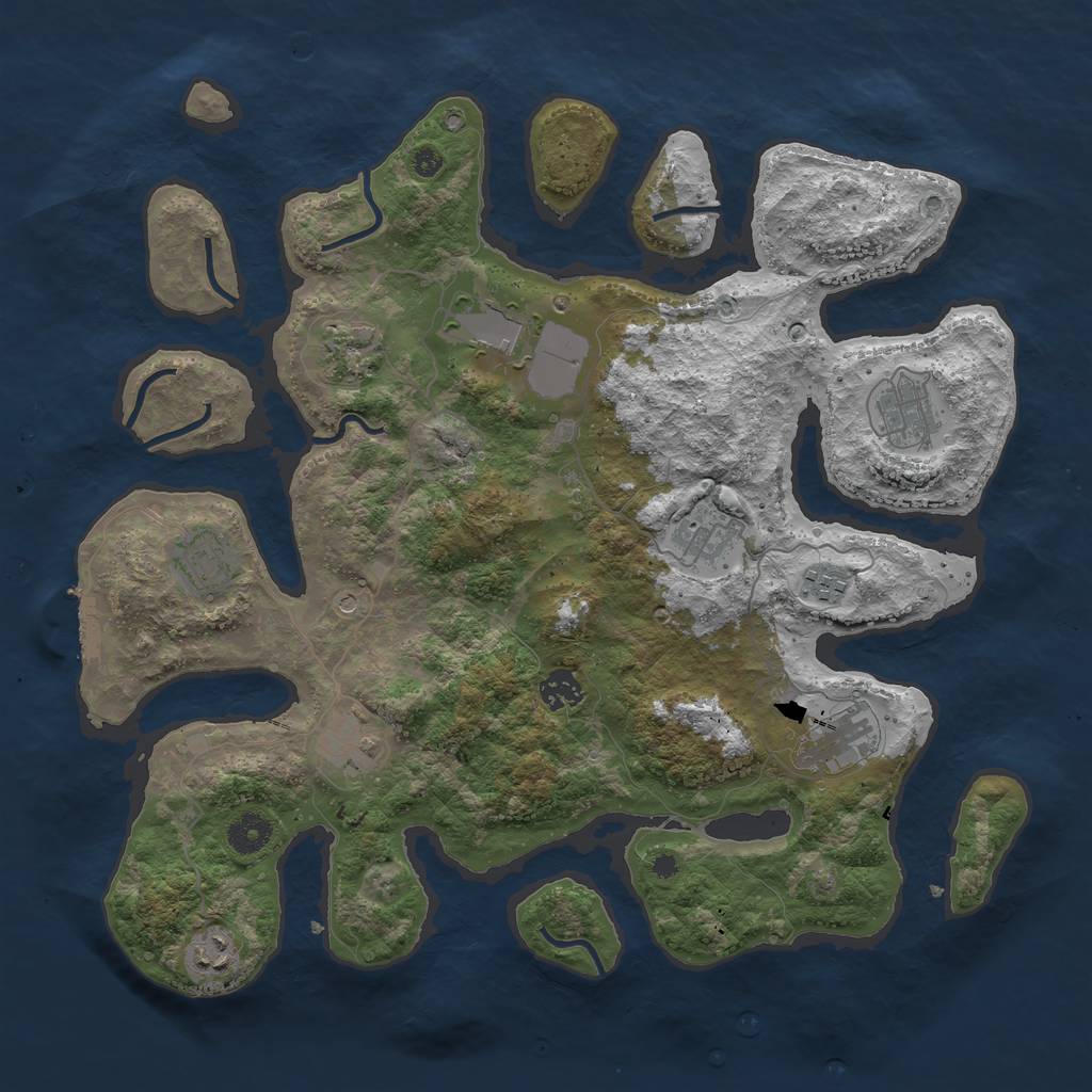 Rust Map: Procedural Map, Size: 3950, Seed: 546329, 14 Monuments