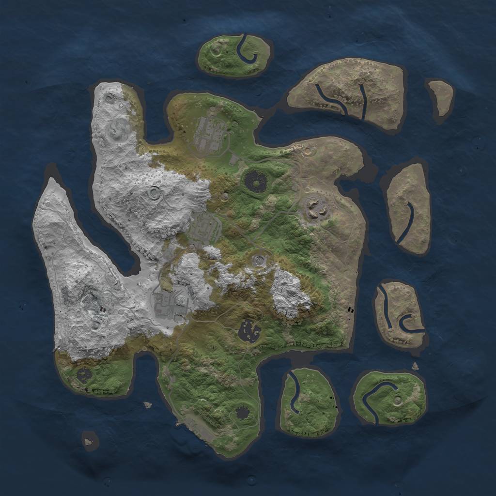 Rust Map: Procedural Map, Size: 3300, Seed: 1391033407, 9 Monuments