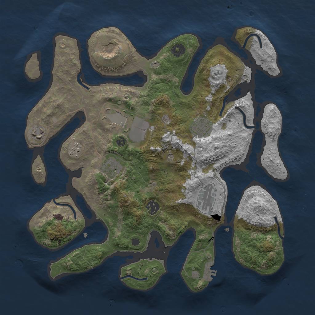 Rust Map: Procedural Map, Size: 3500, Seed: 567876, 12 Monuments