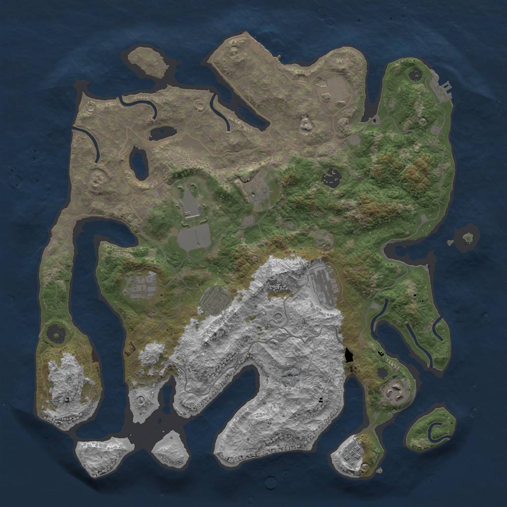 Rust Map: Procedural Map, Size: 4000, Seed: 810874, 14 Monuments