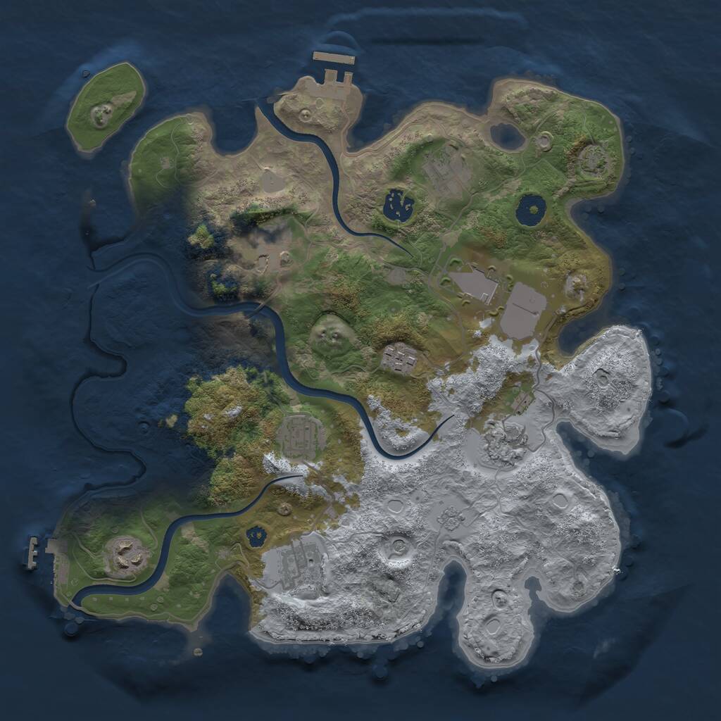 Rust Map: Procedural Map, Size: 3500, Seed: 1650363876, 15 Monuments