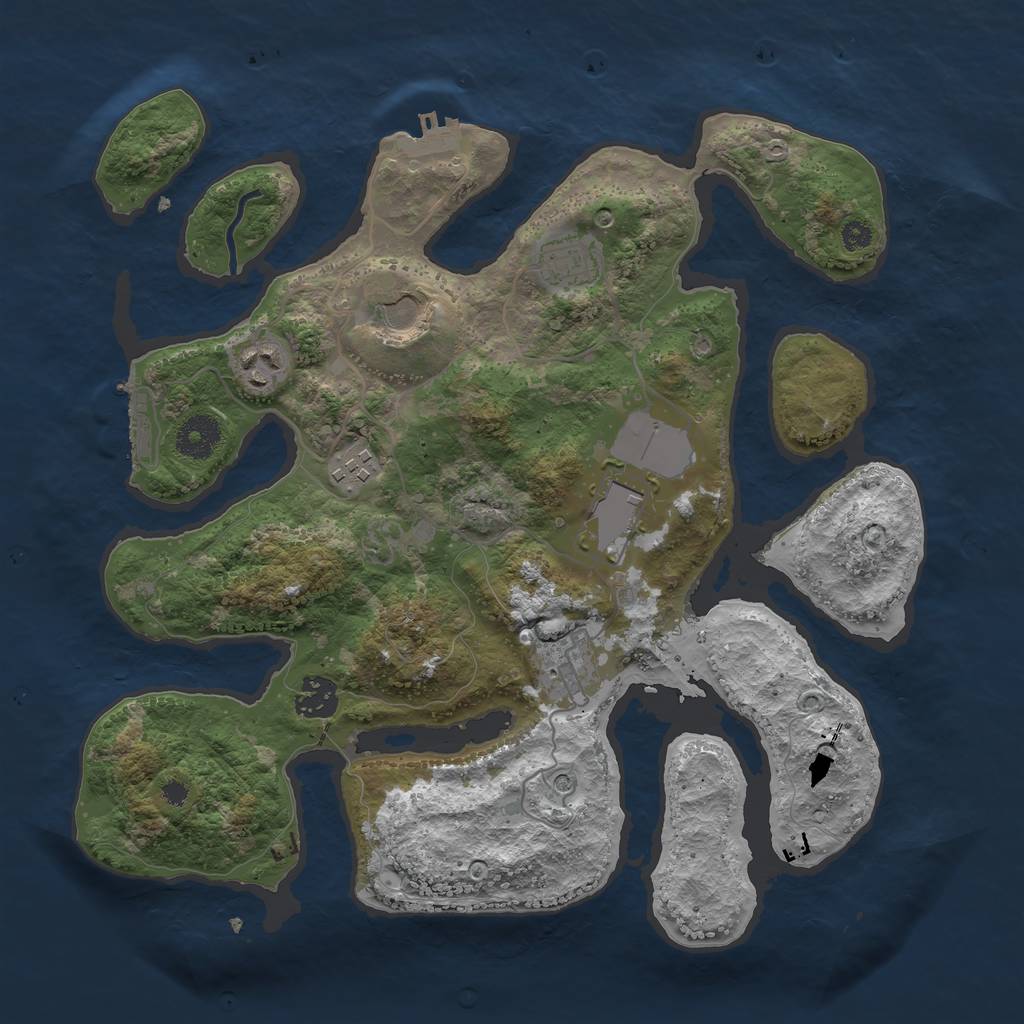 Rust Map: Procedural Map, Size: 3500, Seed: 1650363876, 12 Monuments