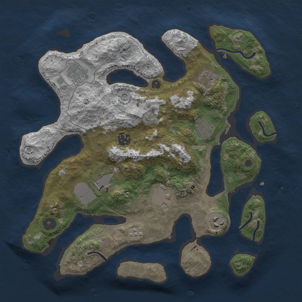 Rust Map: Procedural Map, Size: 3500, Seed: 788756793, 11 Monuments