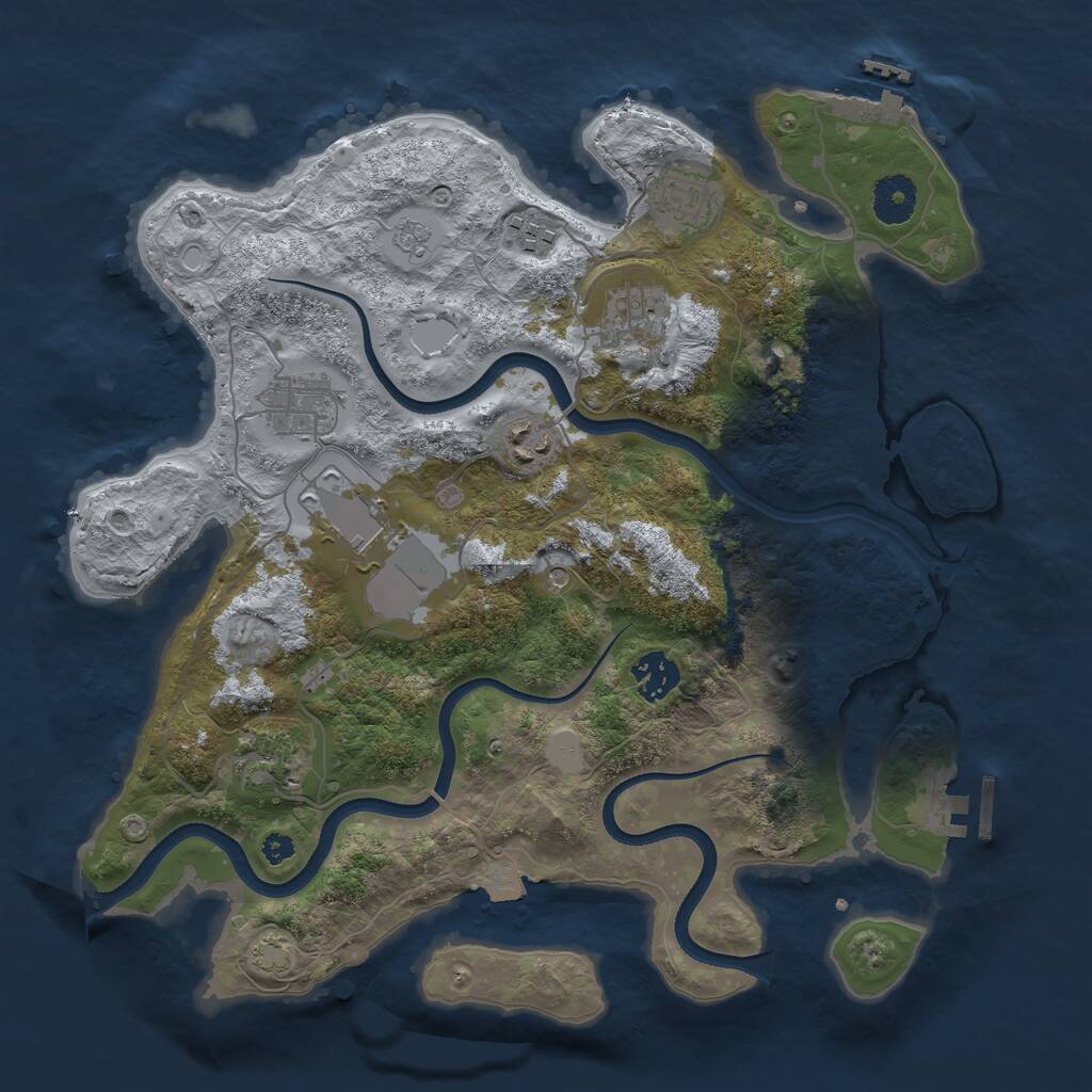 Rust Map: Procedural Map, Size: 3500, Seed: 788756793, 14 Monuments