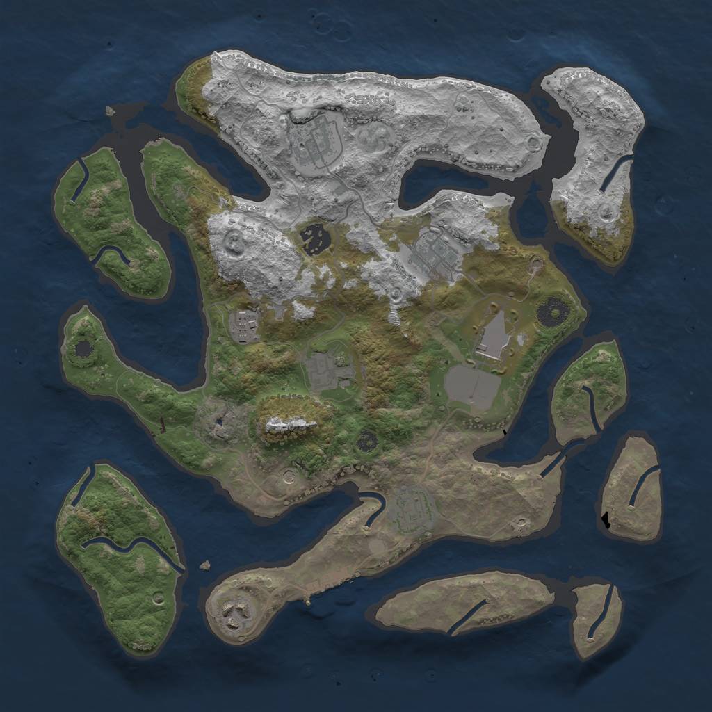 Rust Map: Procedural Map, Size: 3500, Seed: 1878309025, 12 Monuments