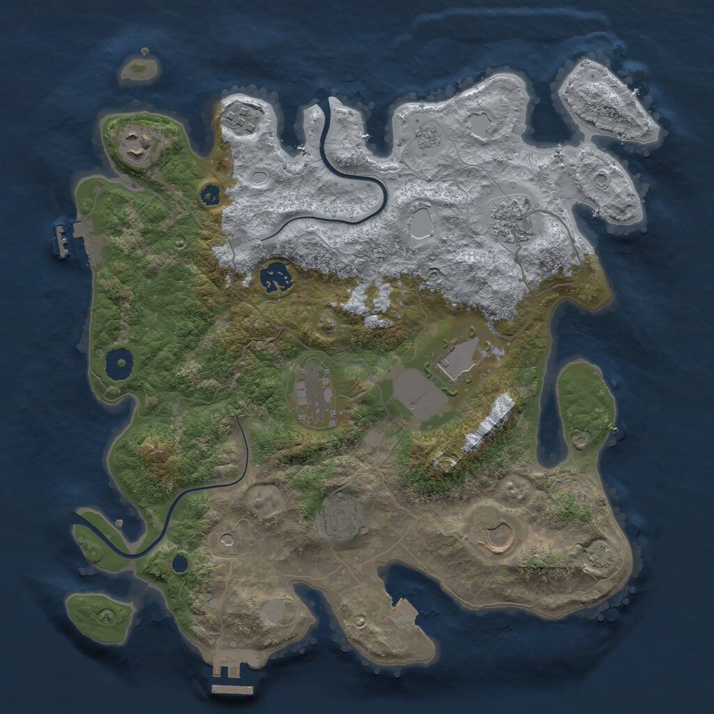 Rust Map: Procedural Map, Size: 3500, Seed: 95911212, 14 Monuments