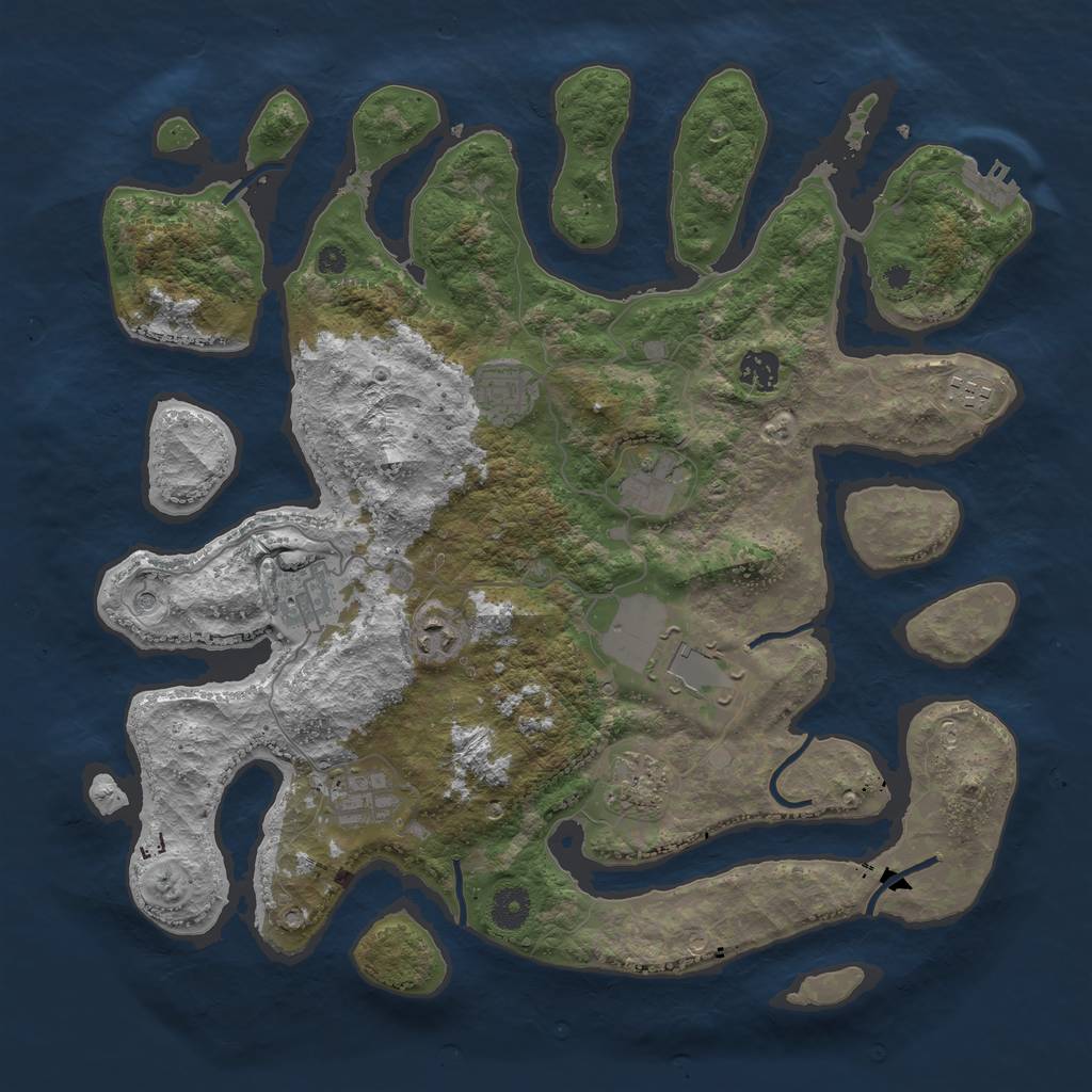 Rust Map: Procedural Map, Size: 3950, Seed: 695702, 13 Monuments