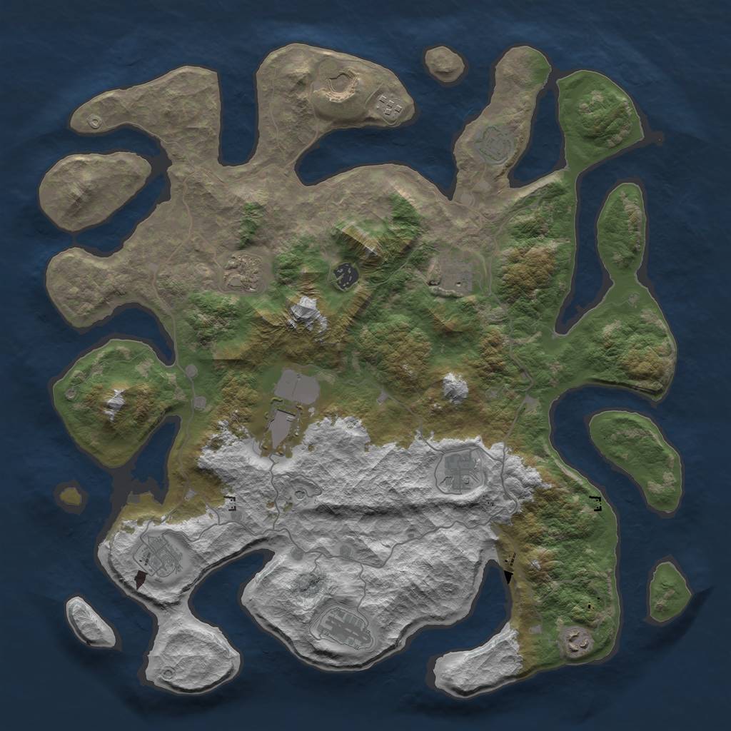 Rust Map: Barren, Size: 4500, Seed: 1330097638, 14 Monuments