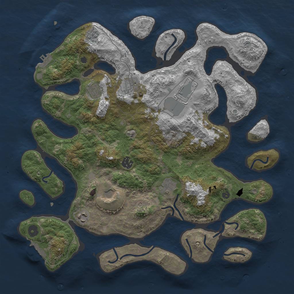 Rust Map: Procedural Map, Size: 3950, Seed: 649338, 13 Monuments