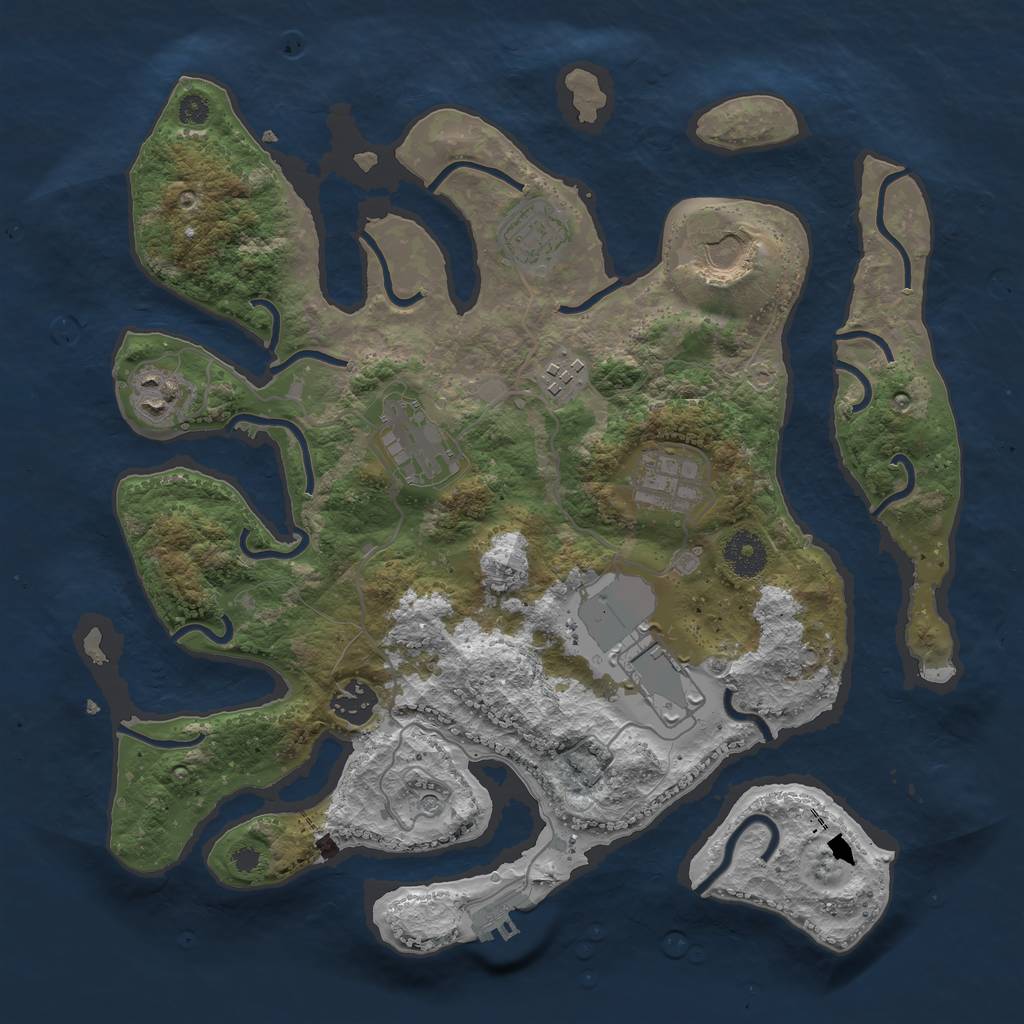 Rust Map: Procedural Map, Size: 3500, Seed: 1685475692, 12 Monuments