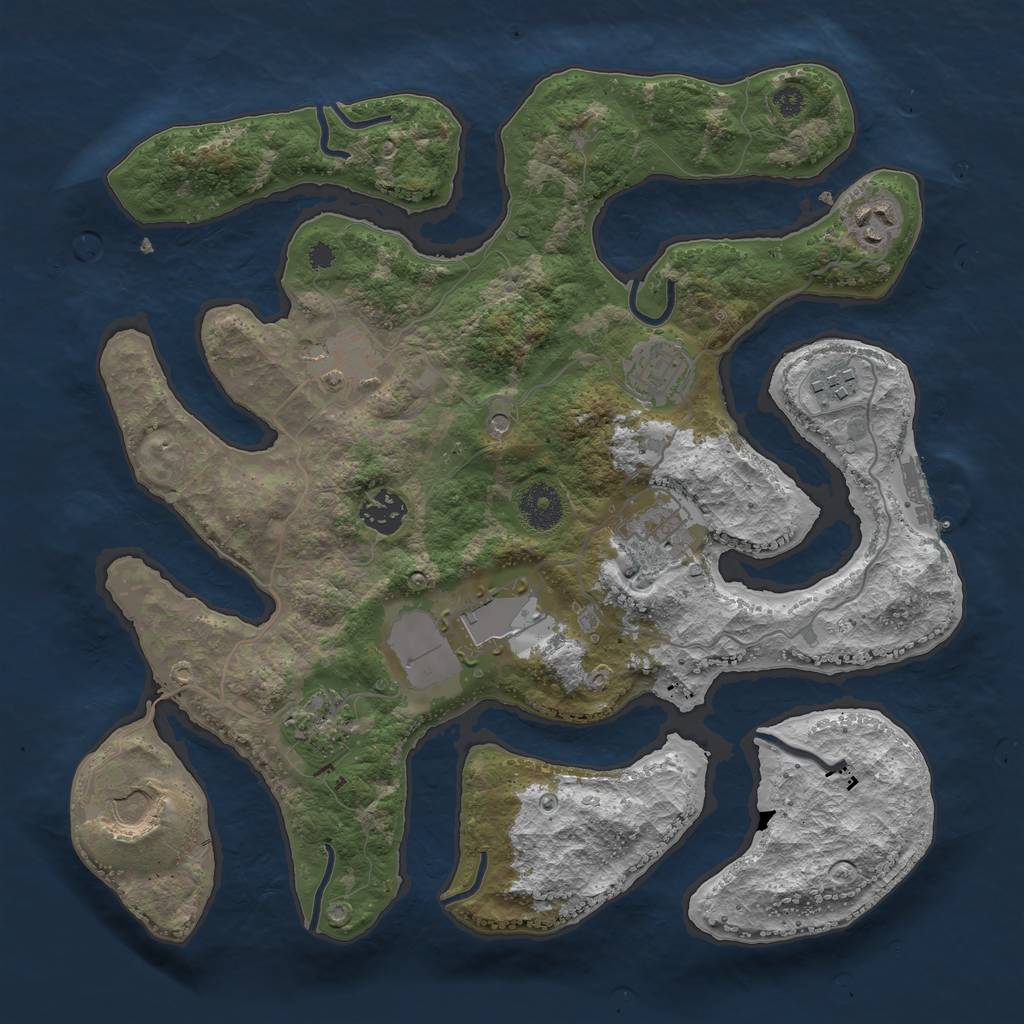 Rust Map: Procedural Map, Size: 3500, Seed: 1700128900, 13 Monuments