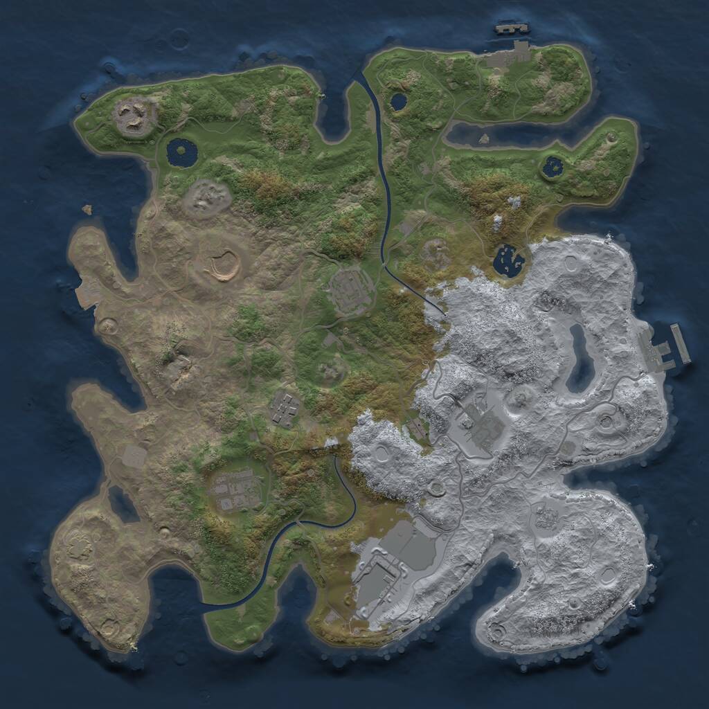 Rust Map: Procedural Map, Size: 3500, Seed: 1700128900, 14 Monuments