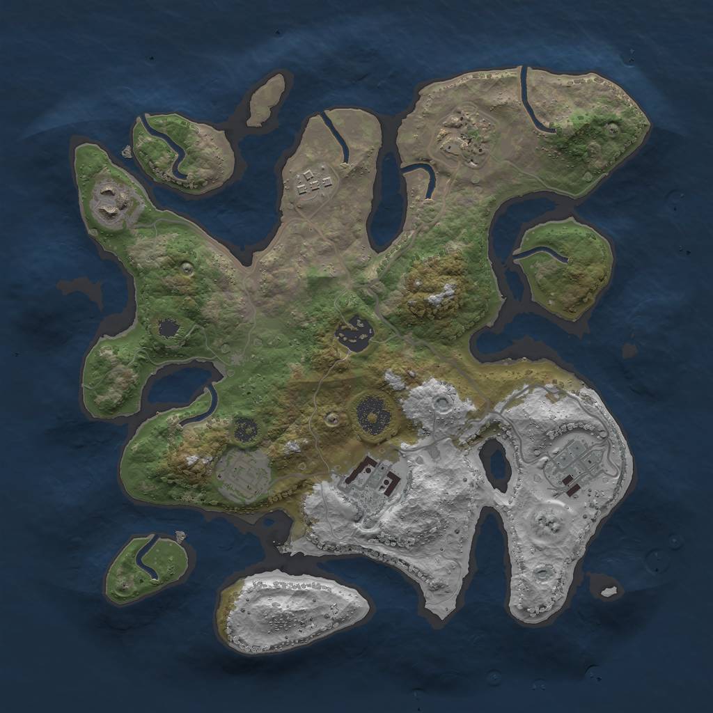 Rust Map: Procedural Map, Size: 3000, Seed: 9992208, 9 Monuments