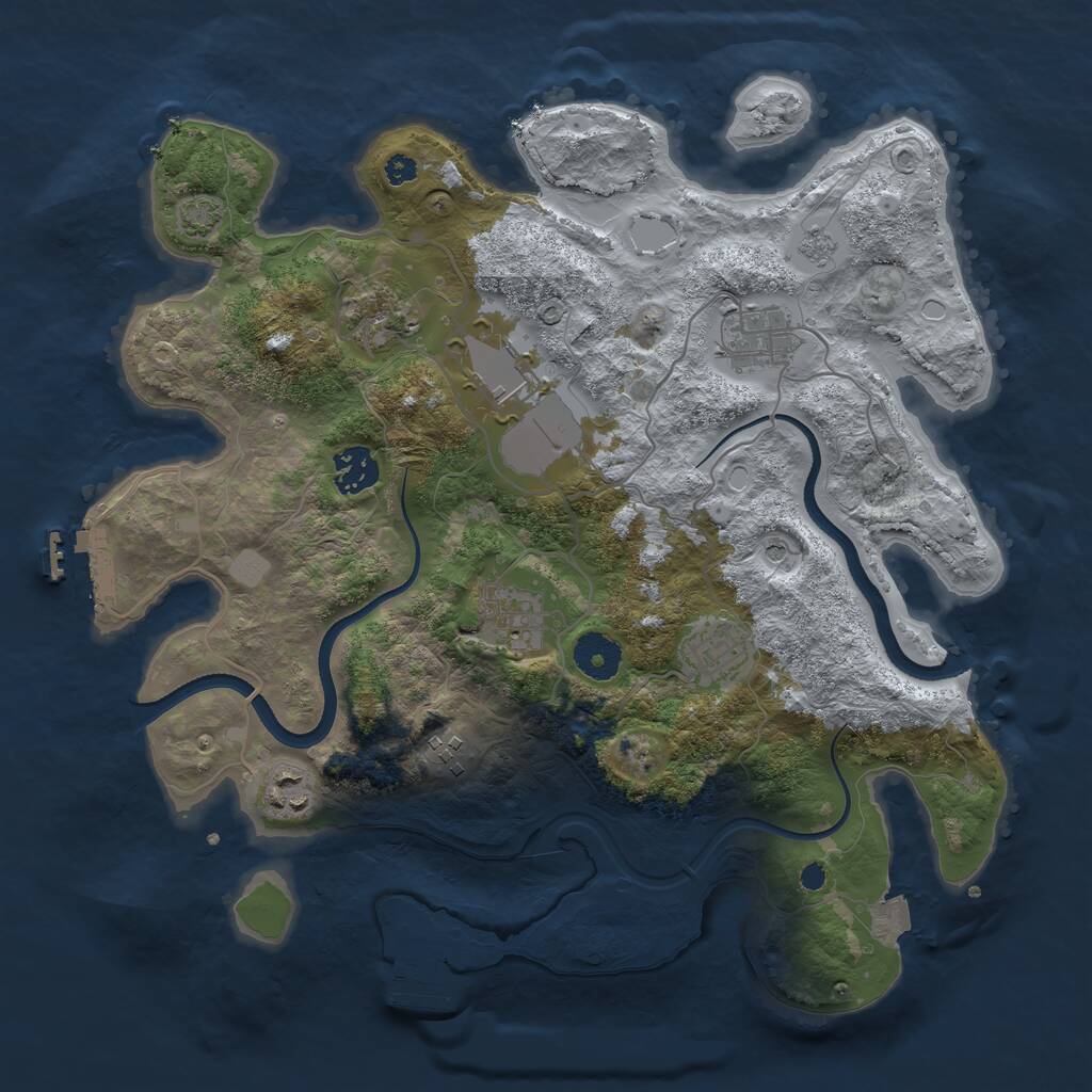Rust Map: Procedural Map, Size: 3500, Seed: 404077, 14 Monuments