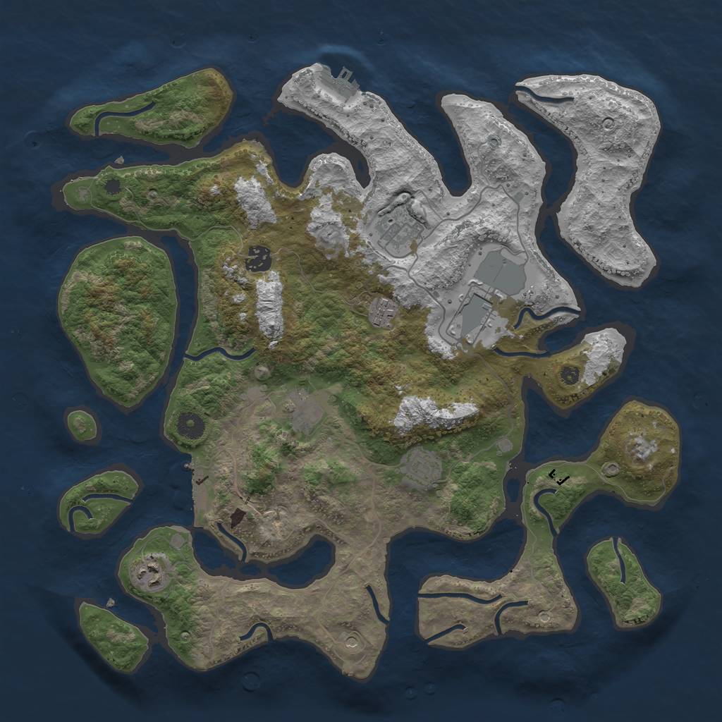 Rust Map: Procedural Map, Size: 3950, Seed: 732091, 12 Monuments