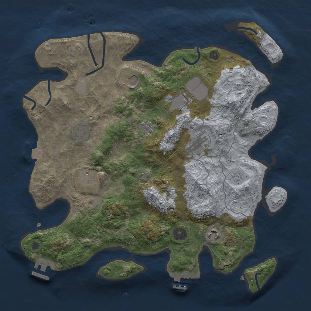Rust Map: Procedural Map, Size: 3500, Seed: 38166264, 13 Monuments