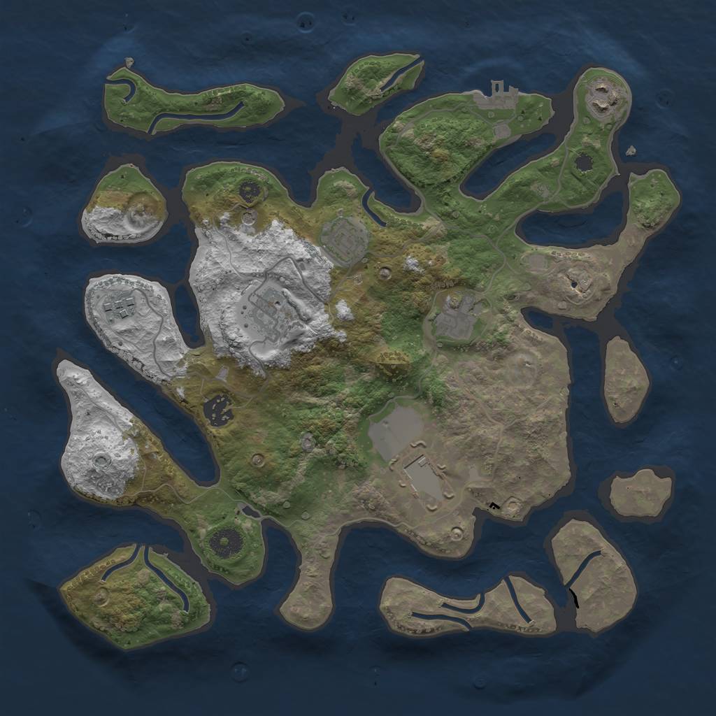 Rust Map: Procedural Map, Size: 3500, Seed: 2404672, 11 Monuments