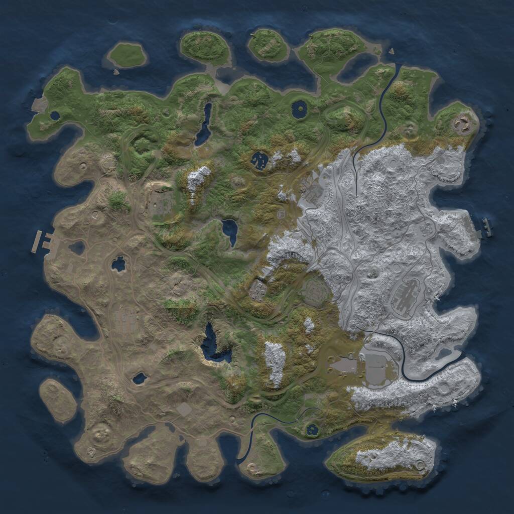 Rust Map: Procedural Map, Size: 4500, Seed: 525600, 15 Monuments