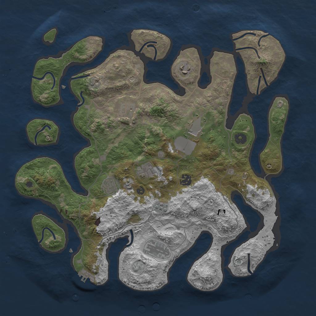 Rust Map: Procedural Map, Size: 4000, Seed: 1987988085, 12 Monuments