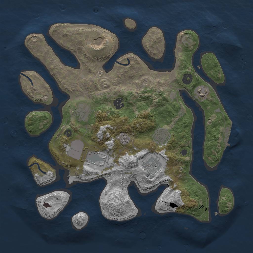 Rust Map: Procedural Map, Size: 3500, Seed: 546248657, 12 Monuments