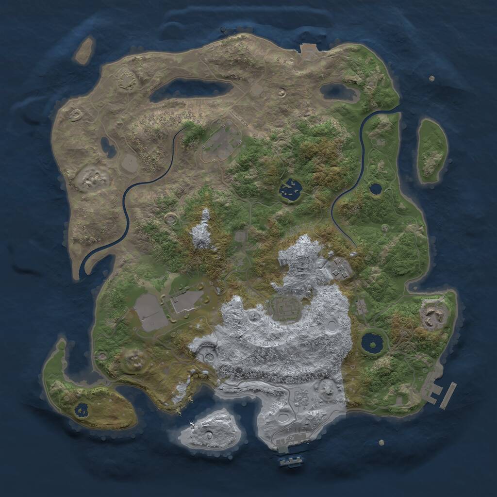 Rust Map: Procedural Map, Size: 3509, Seed: 54654648, 12 Monuments