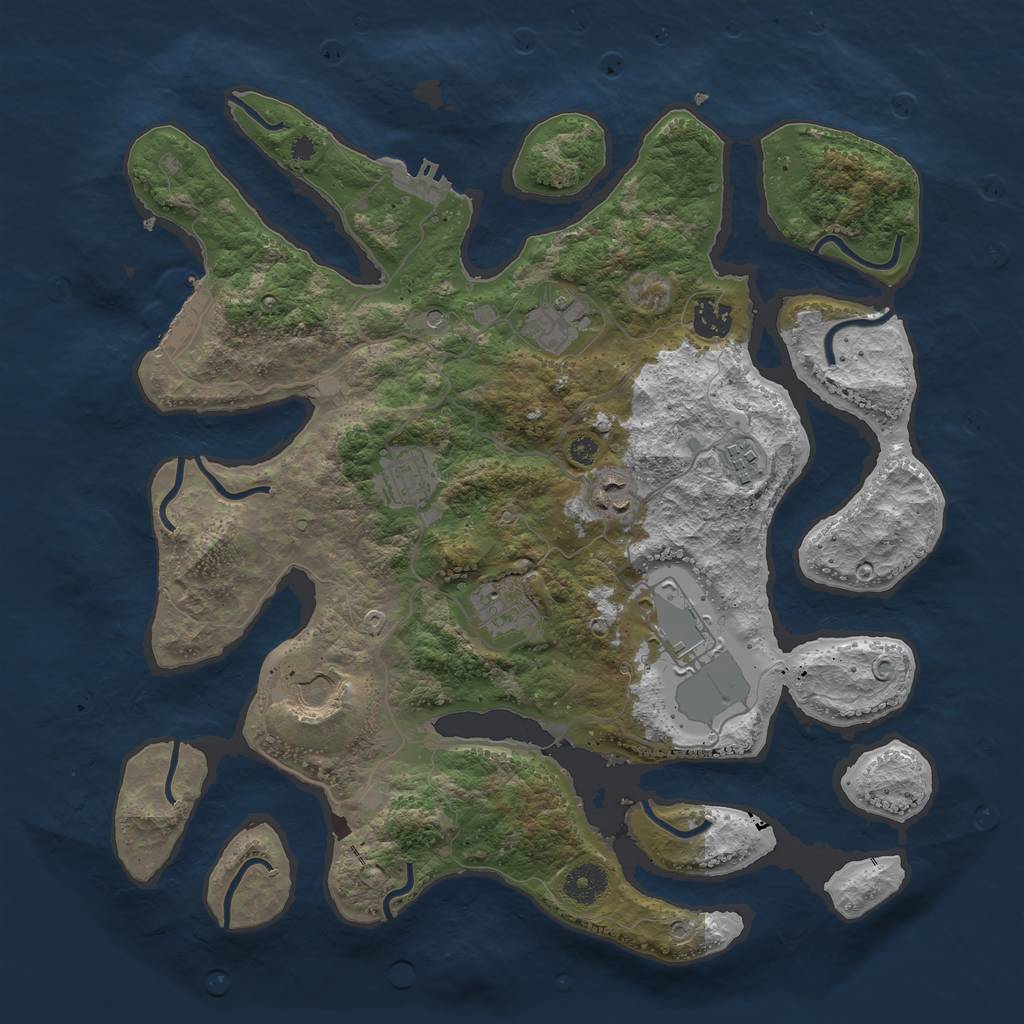 Rust Map: Procedural Map, Size: 3750, Seed: 574309251, 13 Monuments