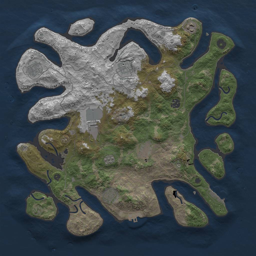 Rust Map: Procedural Map, Size: 4000, Seed: 41342079, 13 Monuments