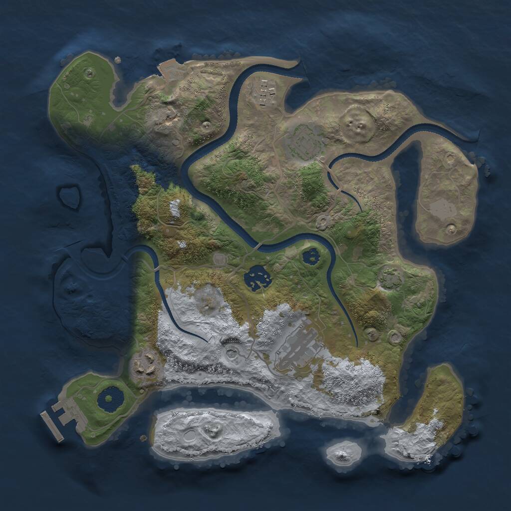 Rust Map: Procedural Map, Size: 3000, Seed: 2053828544, 9 Monuments