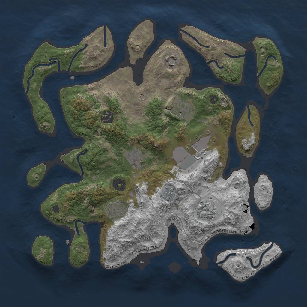 Rust Map: Procedural Map, Size: 3500, Seed: 392667142, 11 Monuments