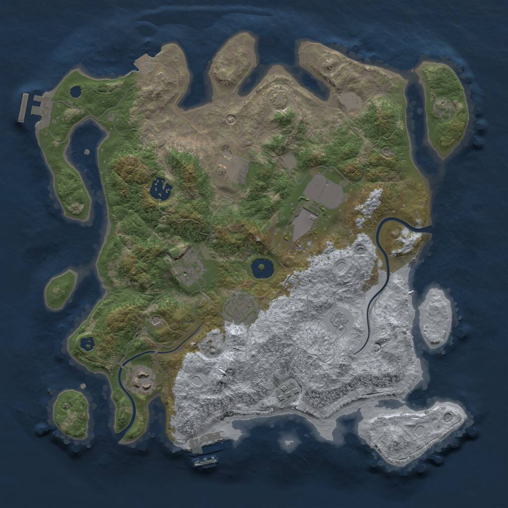 Rust Map: Procedural Map, Size: 3500, Seed: 392667142, 13 Monuments