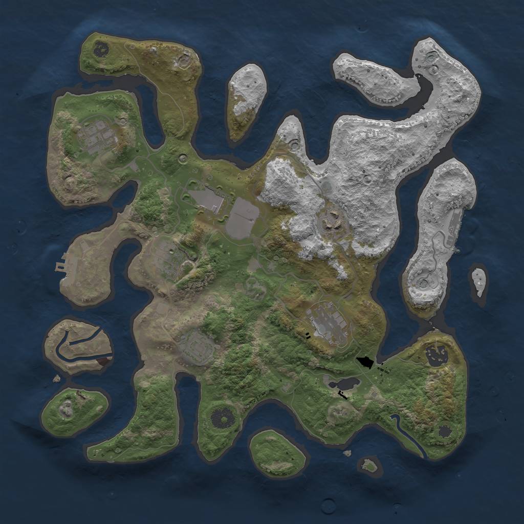 Rust Map: Procedural Map, Size: 3500, Seed: 221, 12 Monuments