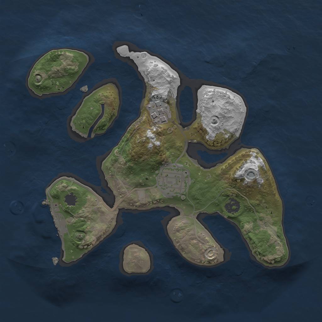 Rust Map: Procedural Map, Size: 2200, Seed: 3674125, 5 Monuments