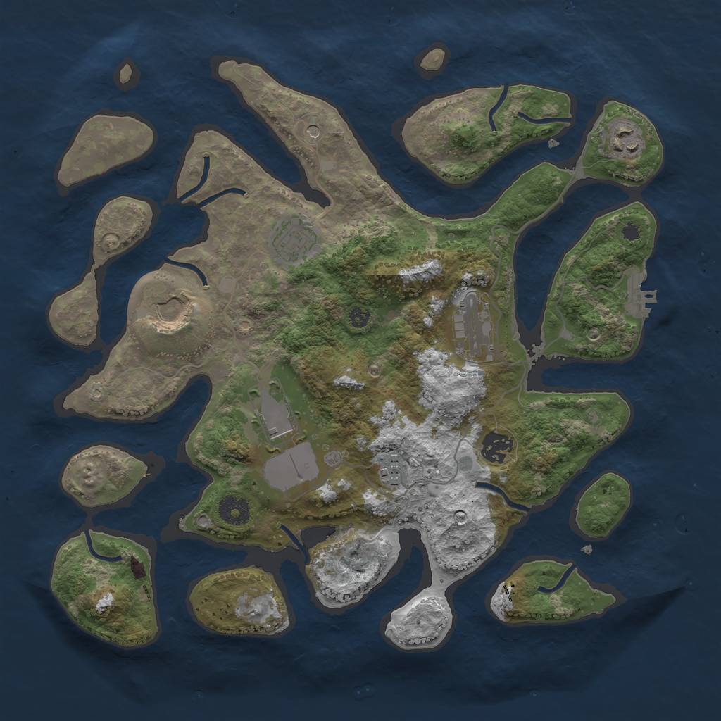 Rust Map: Procedural Map, Size: 3500, Seed: 45346737, 11 Monuments