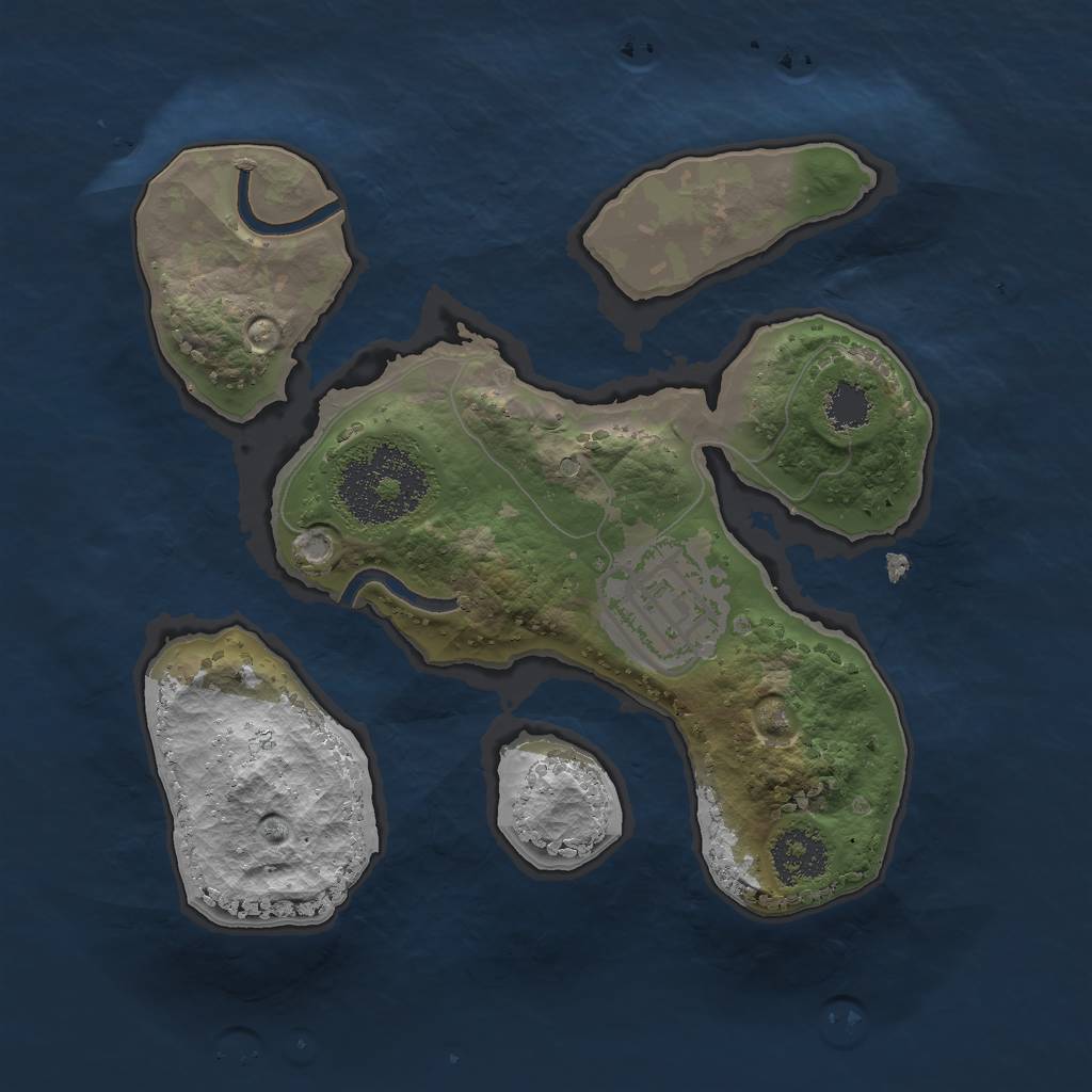 Rust Map: Procedural Map, Size: 2000, Seed: 76547, 3 Monuments