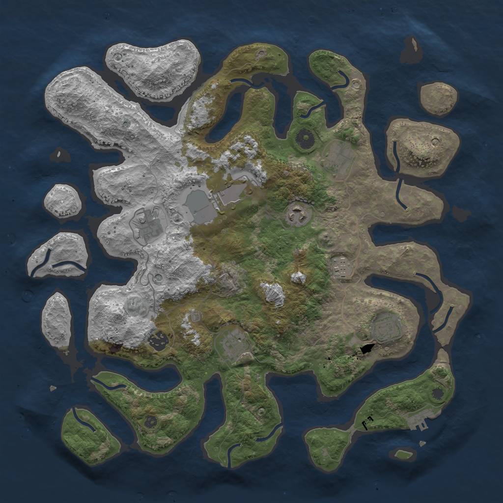 Rust Map: Procedural Map, Size: 3950, Seed: 674192, 12 Monuments