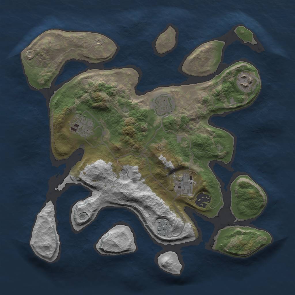 Rust Map: Barren, Size: 3000, Seed: 88888, 9 Monuments