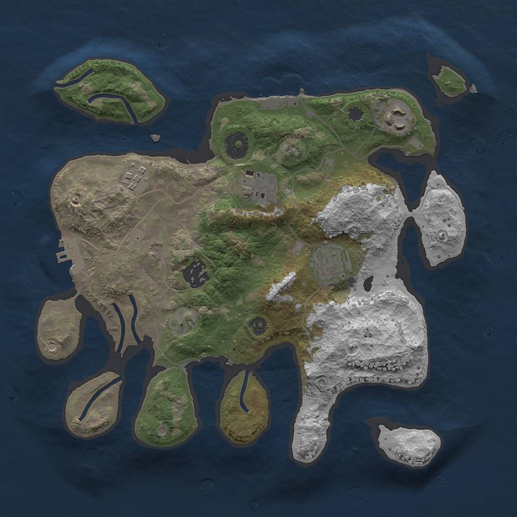 Rust Map: Procedural Map, Size: 3000, Seed: 243565, 9 Monuments